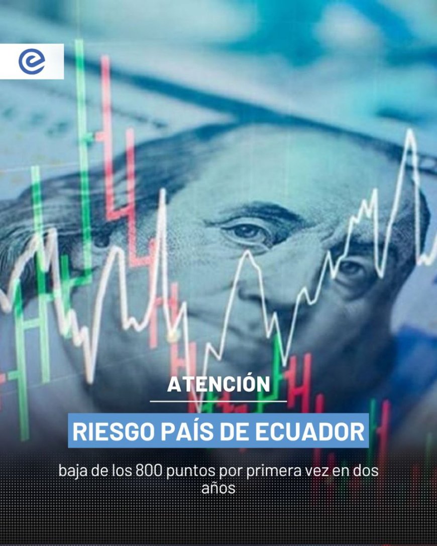 🔵 Ecuador alcanza un hito financiero: el riesgo país cae a 797 puntos, su nivel más bajo en dos años. Una señal de confianza internacional que no se veía desde junio de 2022.