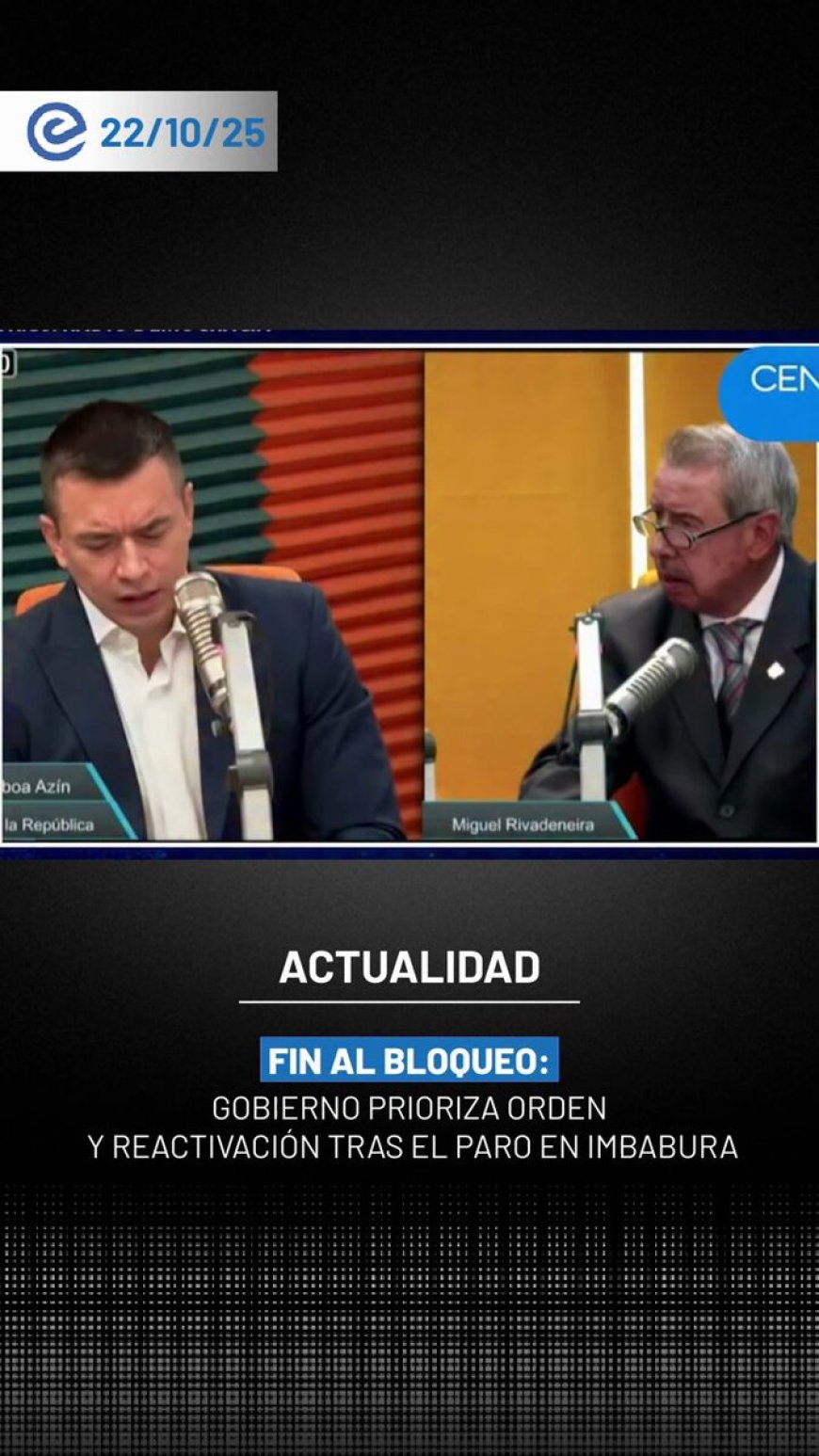 🔵 “Vamos a abrir las vías entre hoy y mañana”, afirmó el presidente Noboa, destacando que el derecho a trabajar debe respetarse al igual que el derecho a movilizarse.