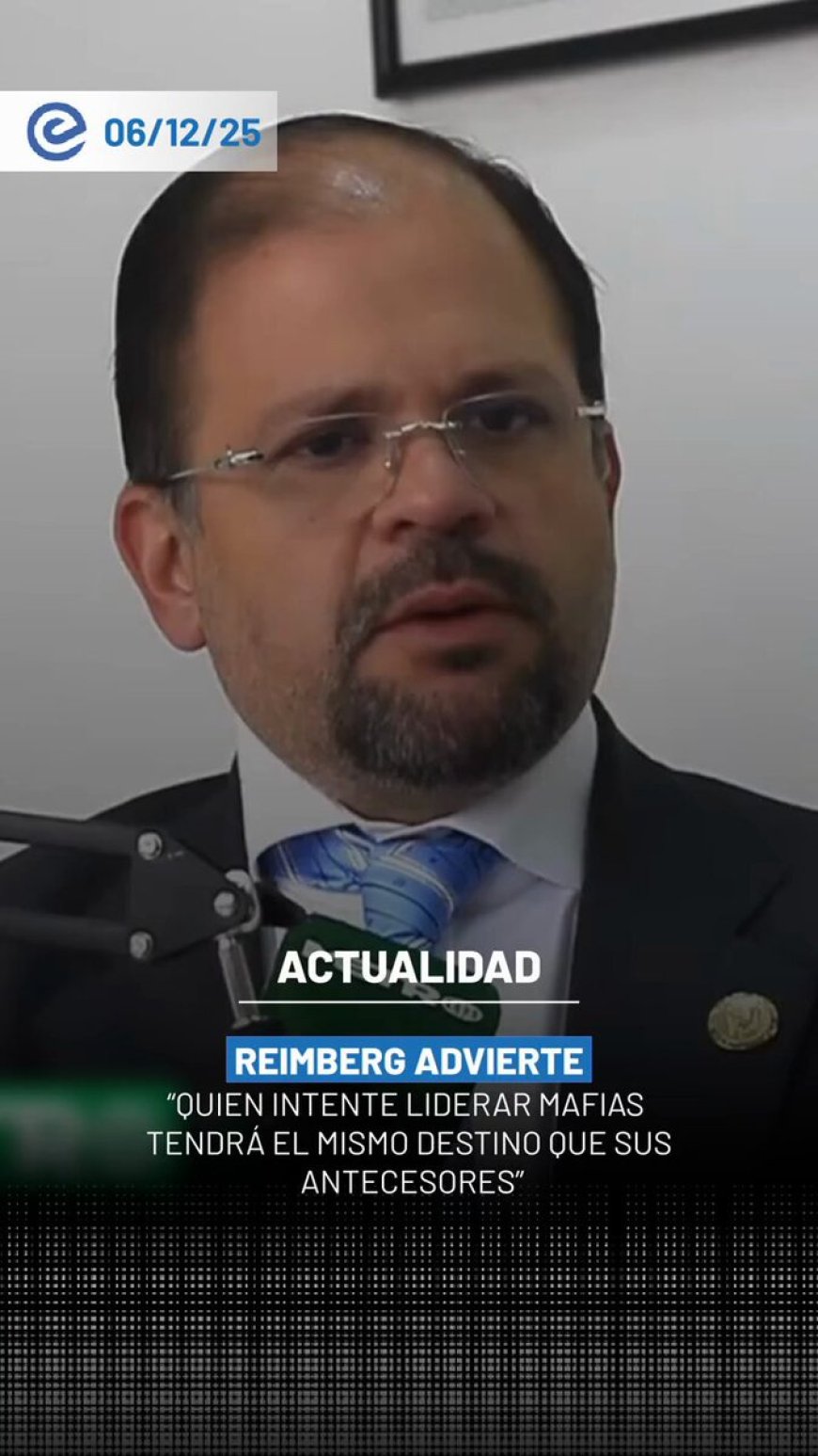 🔵 John Reimberg advierte en entrevista con Metro que quienes intenten liderar grupos delincuenciales “tendrán la misma suerte que sus antecesores”. Recalcó que el Estado no permitirá el reagrupamiento criminal.