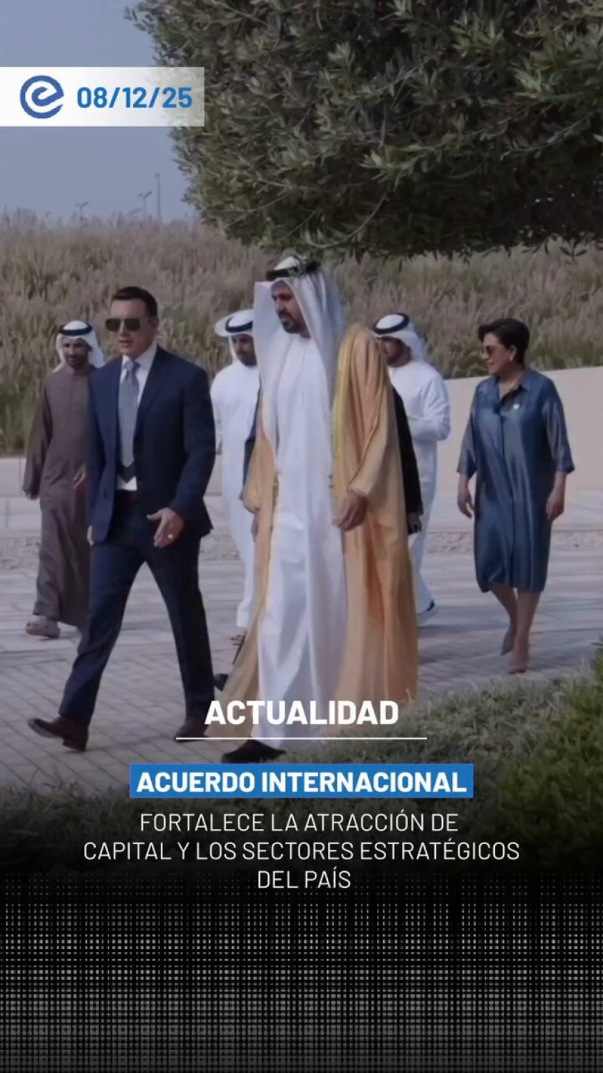 🔵 Ecuador reafirmó su apertura al mundo tras la firma del Tratado de Promoción y Protección de Inversiones con Emiratos Árabes Unidos, un acuerdo que busca atraer capital, generar empleo y fortalecer sectores estratégicos del país.