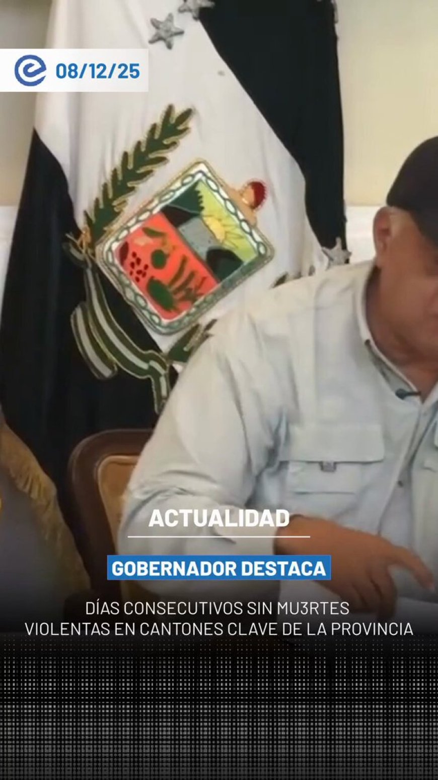 🔵 El gobernador de Los Ríos, Galo Lara, informó que Quevedo cumple 13 días sin muertes violentas, un indicador que atribuye a las disposiciones de seguridad impulsadas por el presidente Daniel Noboa.