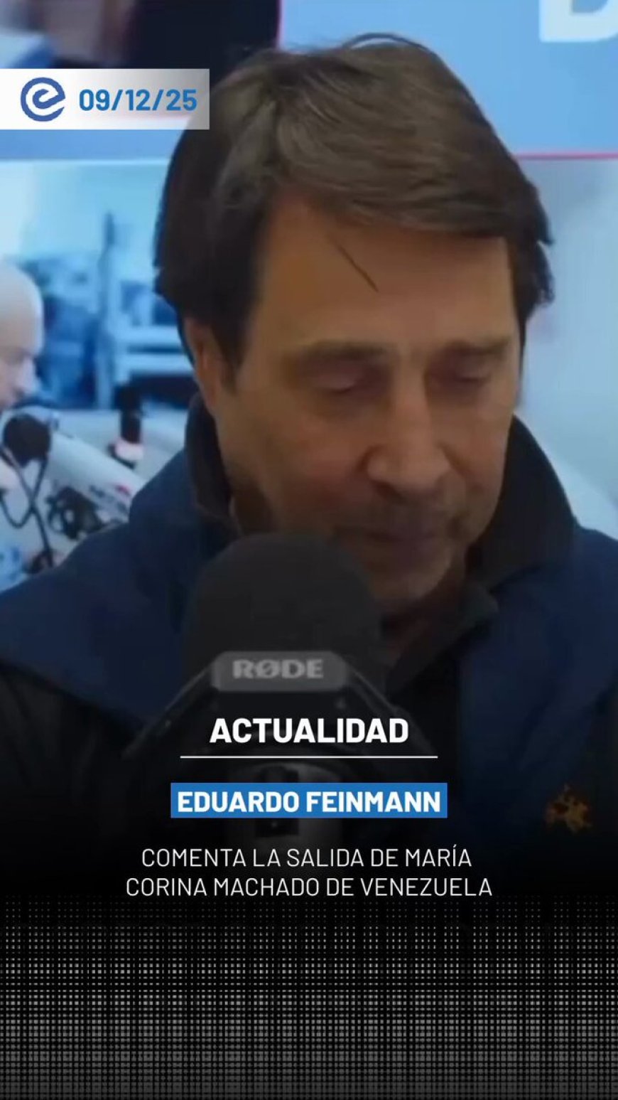 🔵 "Parece sacada de una serie de Netflix”, afirmó Eduardo Feinmann al analizar la salida de María Corina Machado desde Caracas hacia Oslo para recibir el Nobel de la Paz.