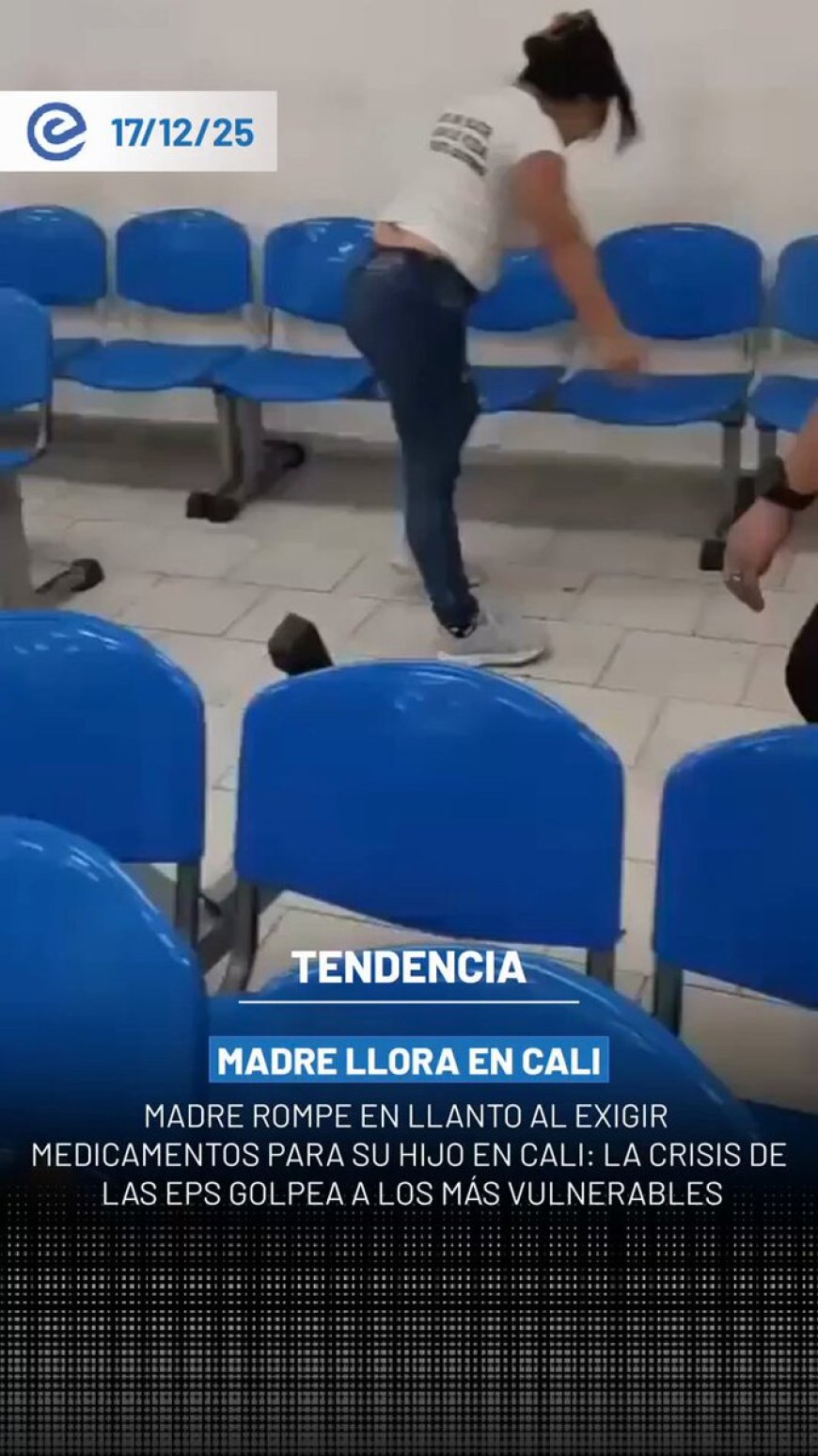 🔵 Una madre protagonizó una escena de profunda desesperación en Cali, Colombia, al clamar por medicamentos para su hijo con parálisis cerebral y una rara enfermedad, en medio de gritos y llanto.