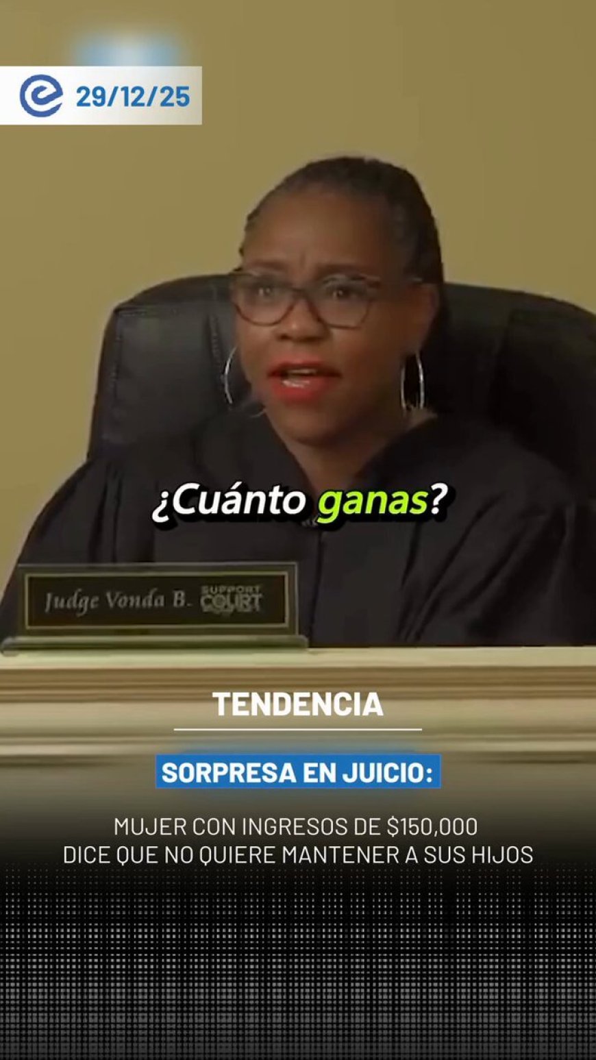 🔵 Durante un juicio en Nueva York, una agente inmobiliaria con ingresos anuales de USD 150.000 admitió que solo pagaba USD 450 de manutención para sus hijos, hecho que generó sorpresa en la sala.