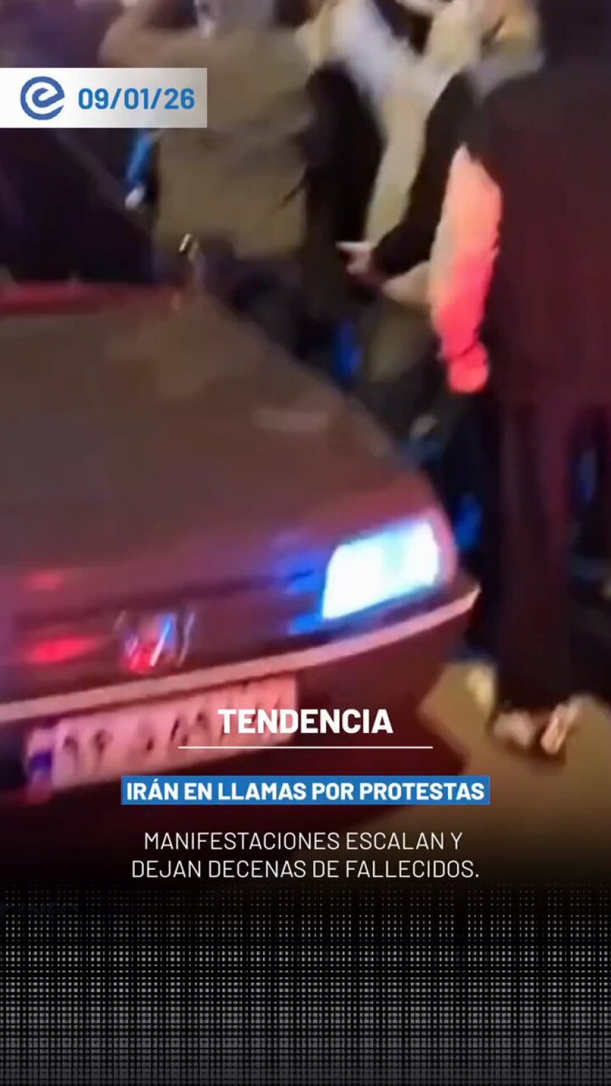 🔵 Las protestas contra el régimen en Irán continúan intensificándose en varias ciudades, mientras se reporta un saldo preliminar de al menos 41 personas fallecidas.