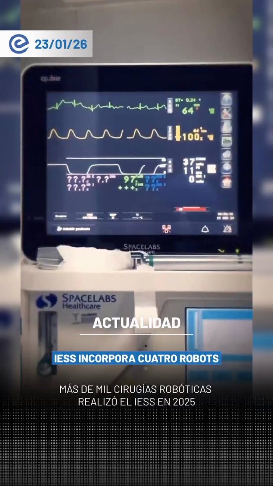 🔵 El IESS informó que ya dispone de cuatro plataformas robóticas Da Vinci de última generación en hospitales de Quito y Guayaquil, fortaleciendo la atención quirúrgica especializada. En 2025, se realizaron más de mil cirugías robóticas exitosas.