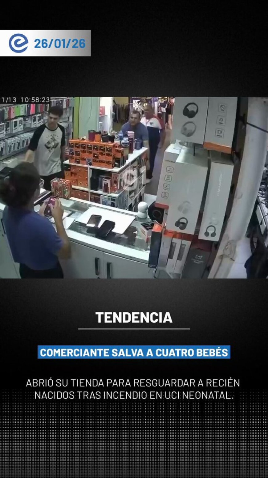 🔵 Cámaras de seguridad registraron el momento en que un comerciante del centro comercial Beco da Poeira, en Fortaleza, abrió su local para resguardar a cuatro bebés trasladados de emergencia tras un incendio en el Hospital General Dr. César Cals.