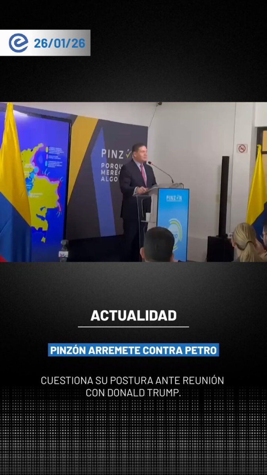 🔵 El precandidato presidencial Juan Carlos Pinzón cuestionó al presidente Gustavo Petro por la reunión prevista para el 3 de febrero con Donald Trump, lanzando duras críticas sobre su postura política.