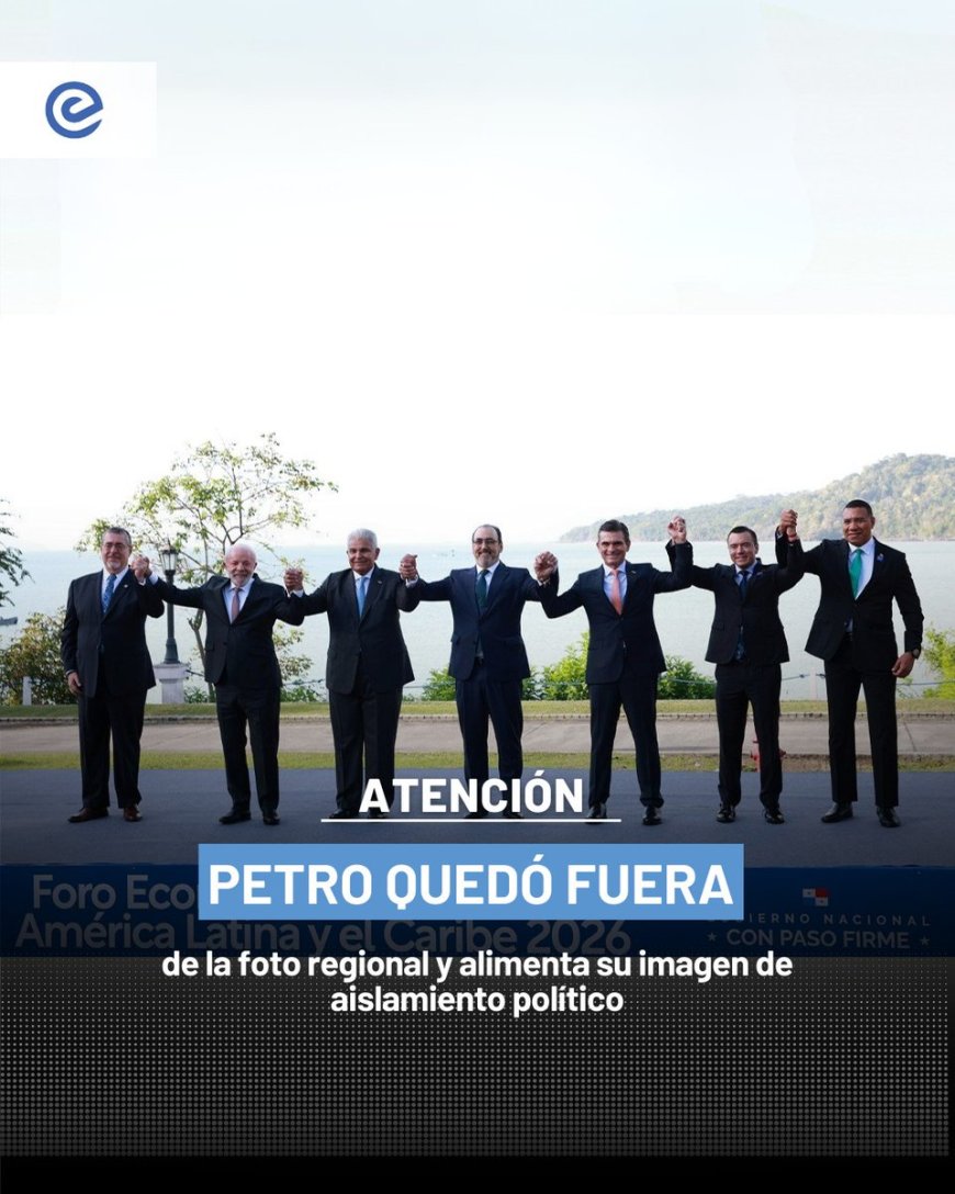 🔵 El presidente Daniel Noboa participó en la fotografía oficial del Foro Económico Internacional América Latina y el Caribe 2026, en Panamá. En contraste, la ausencia de Gustavo Petro en la imagen generó comentarios en redes, donde algunos lo calificaron como relegado dentro del encuentro regional.