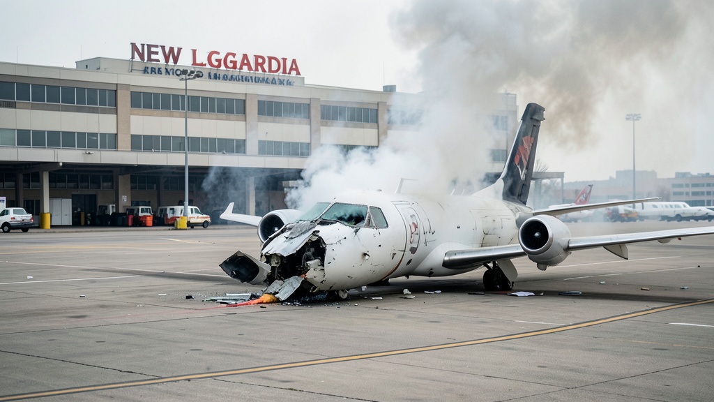 Piloto y copiloto mueren tras choque de avión con camión de bomberos en aeropuerto LaGuardia de Nueva York