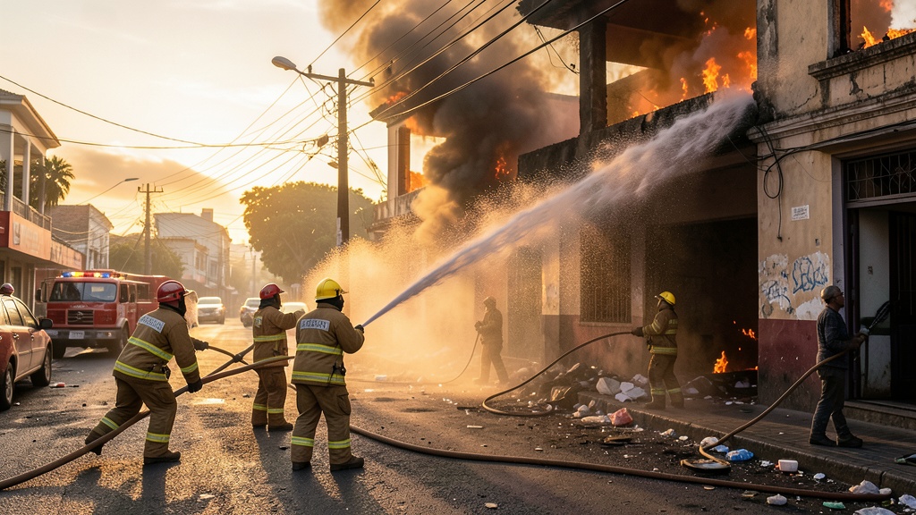 Bomberos rescatan a cinco personas tras incendio estructural en edificio comercial de Guayaquil