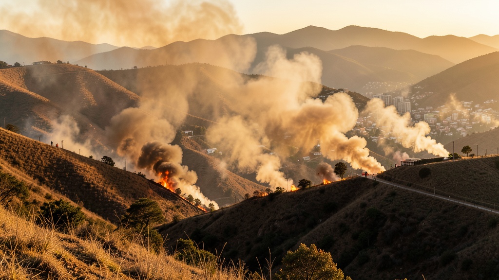 Más de 125 bomberos combaten incendios forestales en el norte de Quito tras sequía extrema