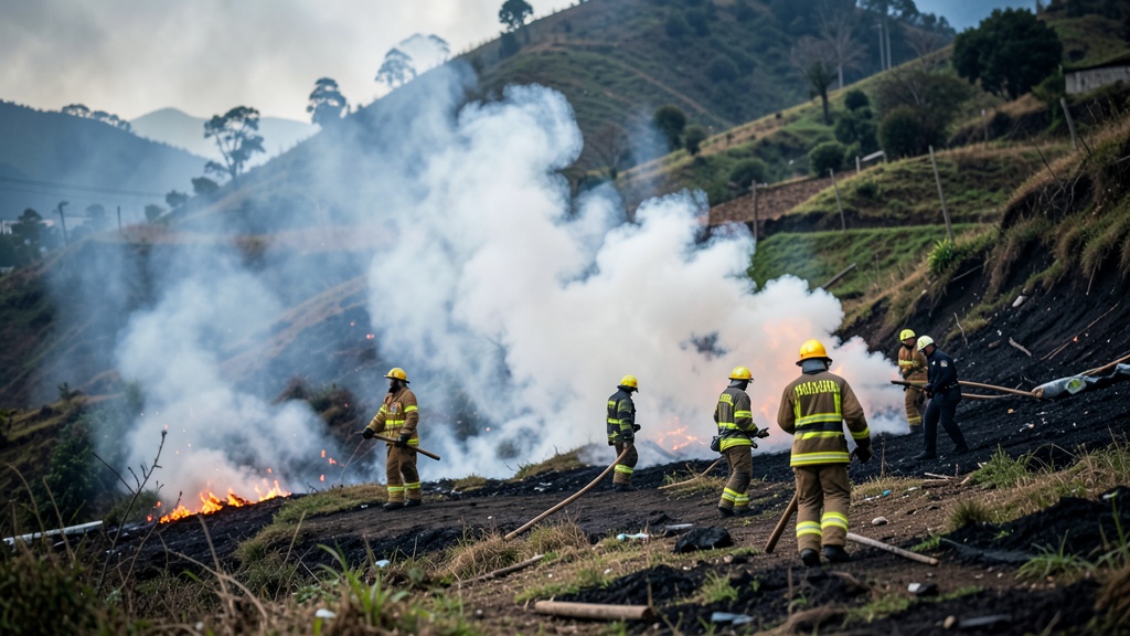 Incendio forestal en Quito moviliza a bomberos y autoridades del norte