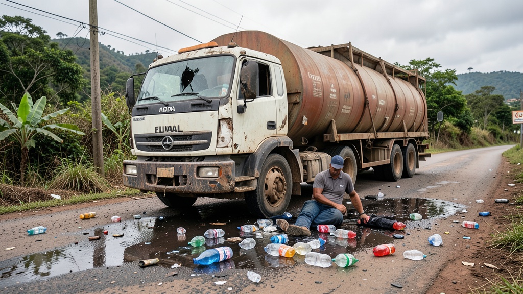 Tráiler con carga de gaseosas volcó en vía Chone-Flavio Alfaro; conductor quedó herido