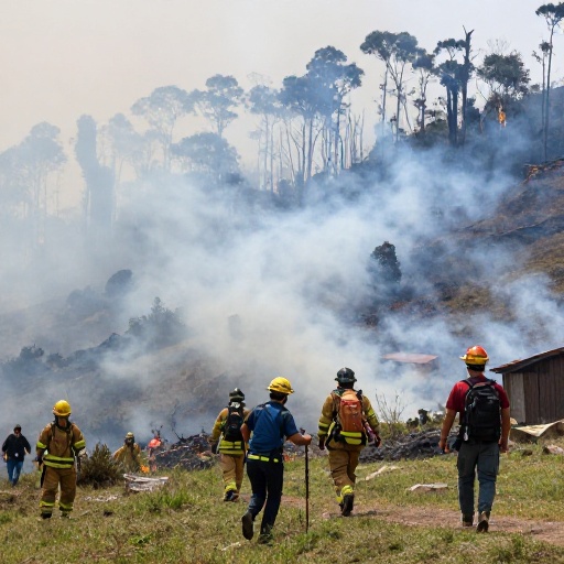 Incendio forestal en Quito moviliza a bomberos y autoridades del norte