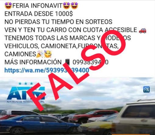 Senae advierte sobre estafas digitales y desmiente ventas de vehículos a través de intermediarios