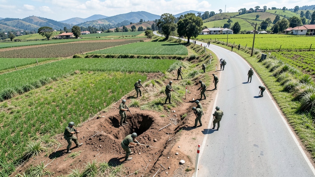 Ejército ejecuta bombardeo y destruye 50 bocaminas ilegales en El Chical, provincia del Carchi