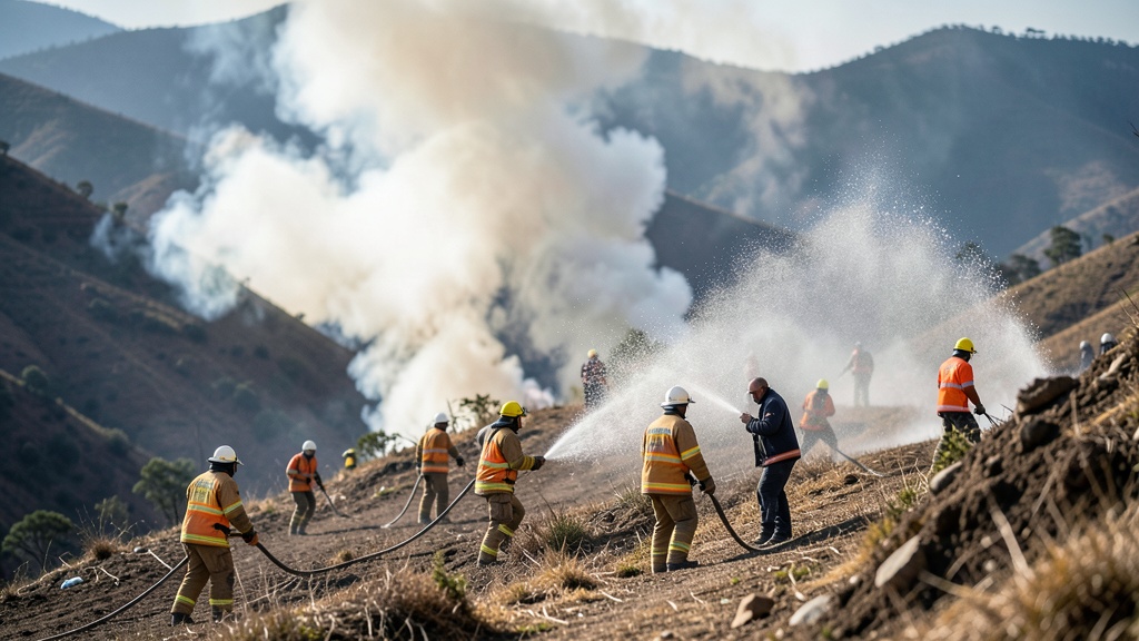 Bomberos y vecinos combaten incendio forestal en cerro Casitagua, Quito
