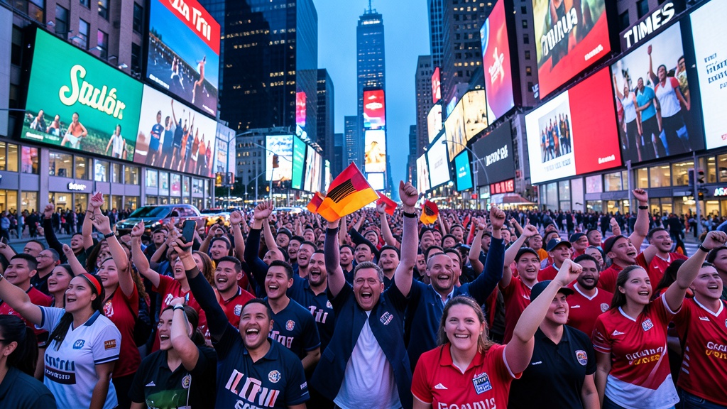 Miles de ecuatorianos invaden Times Square para impulsar a La Tri ante Alemania