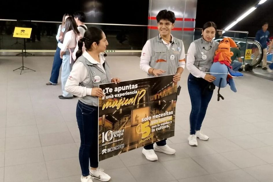 Fundación InConcerto lleva arte efímero al Metro de Quito y conmueve a pasajeros en estación Jipijapa