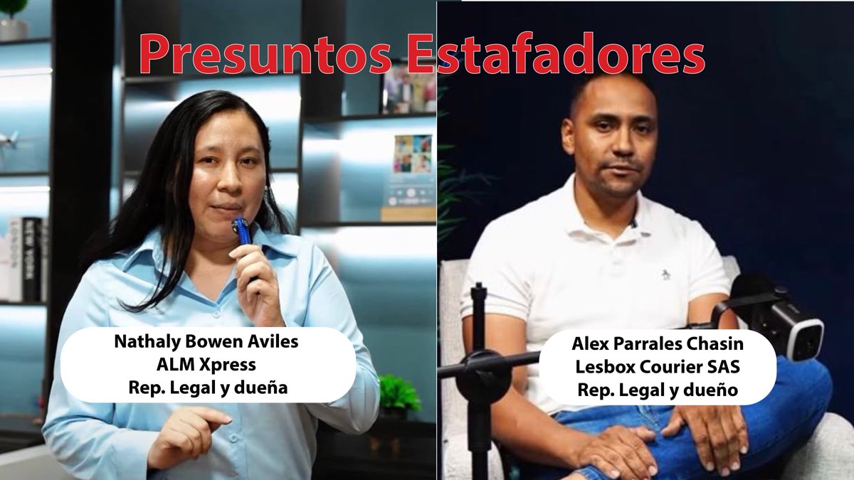 Presuntos estafadores: más de 100 afectados denuncian a Nathaly Bowen Aviles y Alex Parrales Chasin, dueños de ALM Xpress y Les Box Courier, por retener paquetes en Miami