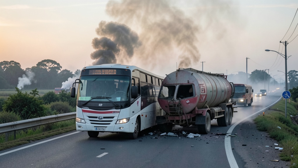 Colisión entre bus y tanquero en Ecuador deja tres muertos y múltiples heridos en la vía