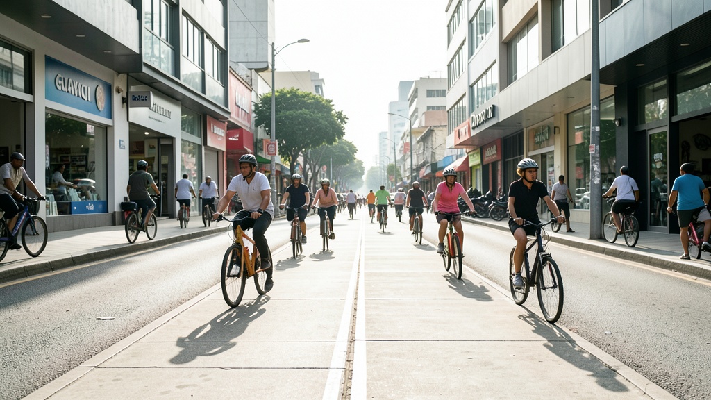 Guayaquil inaugura 9.6 kilómetros de ciclovía integrada en la Avenida 9 de Octubre