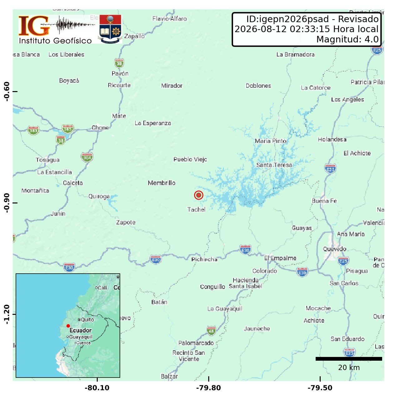Sismo de magnitud 4.0 en Guayas: Sin reportes de daños mayores tras sismicidad creciente