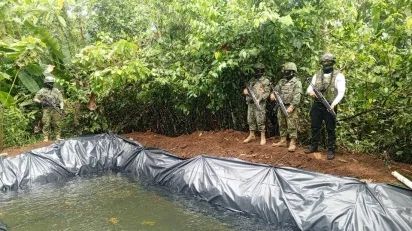 Ejército halla piscina con 10.000 galones de gasolina robada