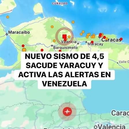 Sismo de magnitud 4,9 sacude Yaracuy y activa alerta sísmica en Venezuela