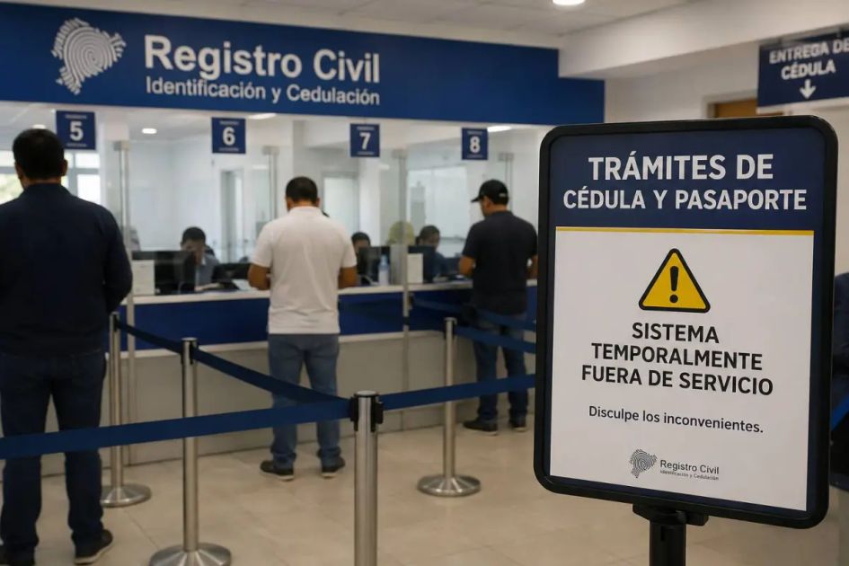 Falla tecnológica del Registro Civil paraliza trámites de cédula y pasaporte en todo Ecuador
