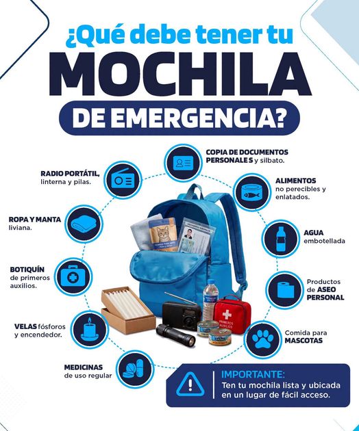 Mochila de emergencia en Ecuador: Guía oficial para prepararse ante desastres naturales