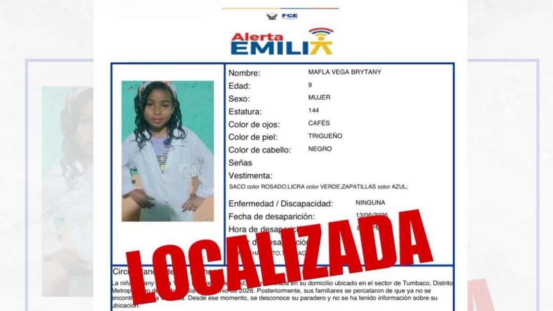 Policía Nacional logra ubicar con éxito a la niña Brytany Mafla en Quevedo tras operación coordinada