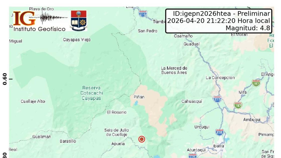 Sismo de magnitud 5.2 con epicentro en Cotacachi es sentido en nueve provincias de Ecuador sin reportes de daños