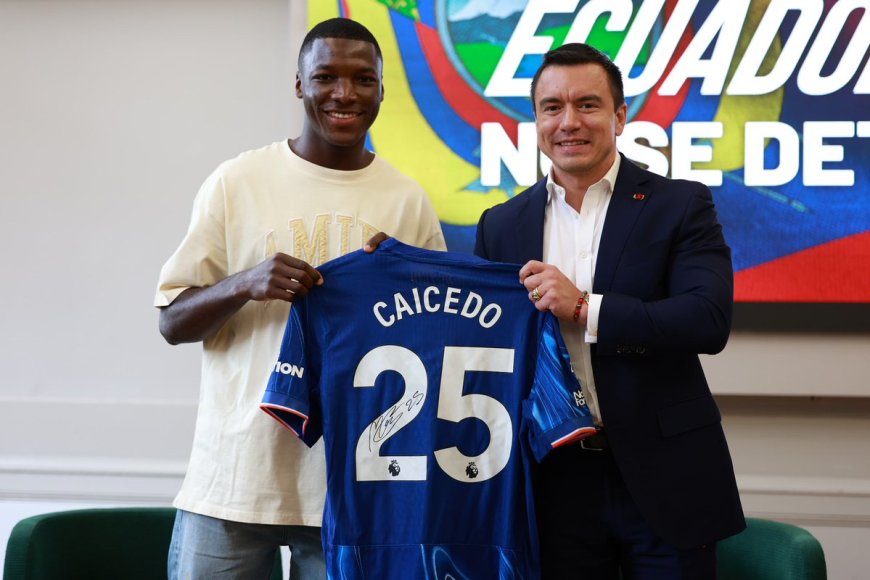 Noboa se reúne con Moisés Caicedo en Reino Unido tras ser nombrado mejor jugador del Chelsea