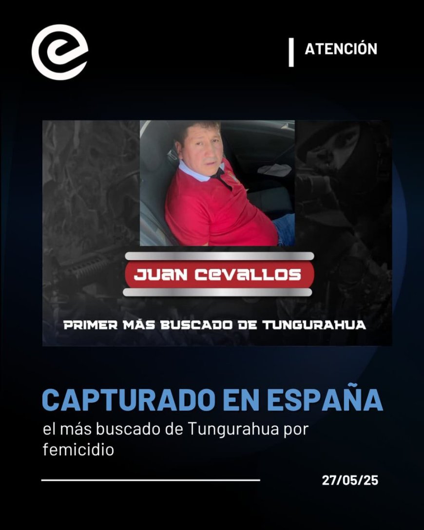 🔵 Capturado en España Juan Cevallos, el más buscado de Tungurahua por femicidio. Estaba prófugo desde 2021, tras ser señalado como el presunto responsable de la muerte de su hija de 16 años en el cantón Mocha. La Policía de Ecuador y la UDYCO de España coordinaron su…