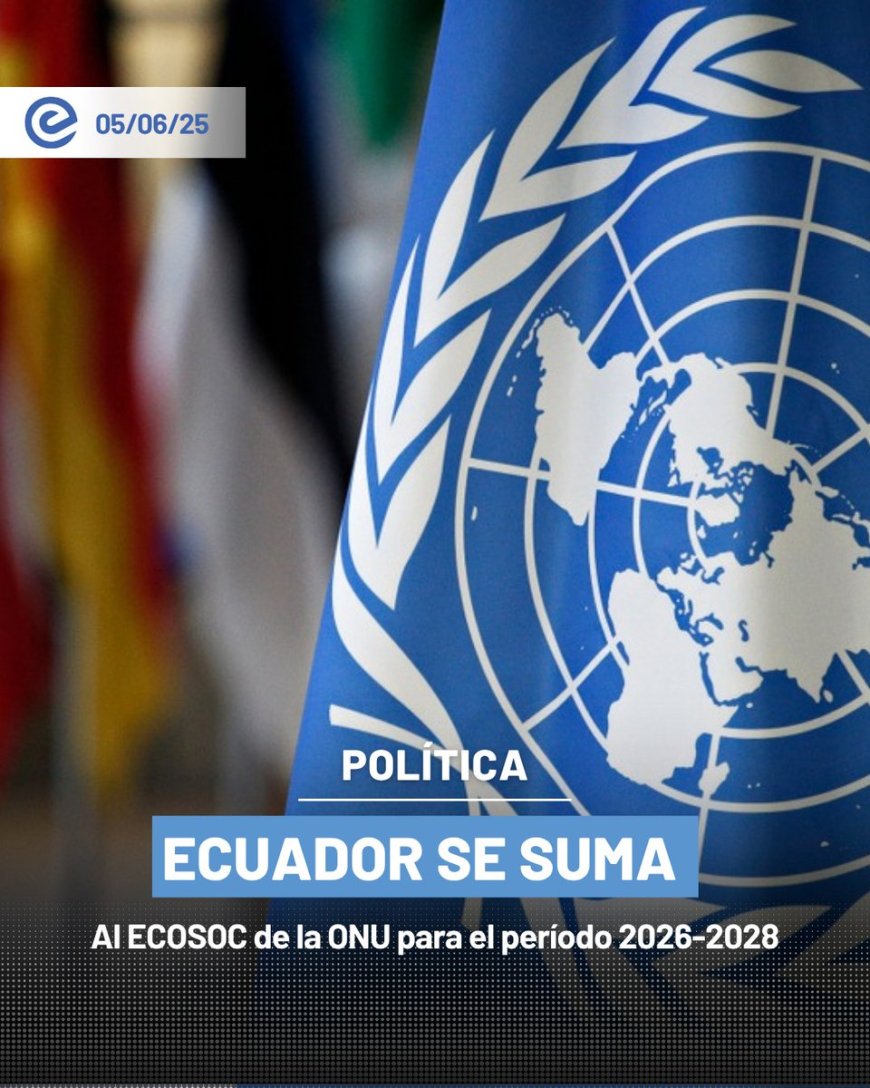 🔵 Con 182 votos a favor, Ecuador fue elegido miembro del Consejo Económico y Social de la ONU (ECOSOC) para el período 2026–2028. Un reconocimiento al compromiso del país con la cooperación global. #EcuadorEnLaONU