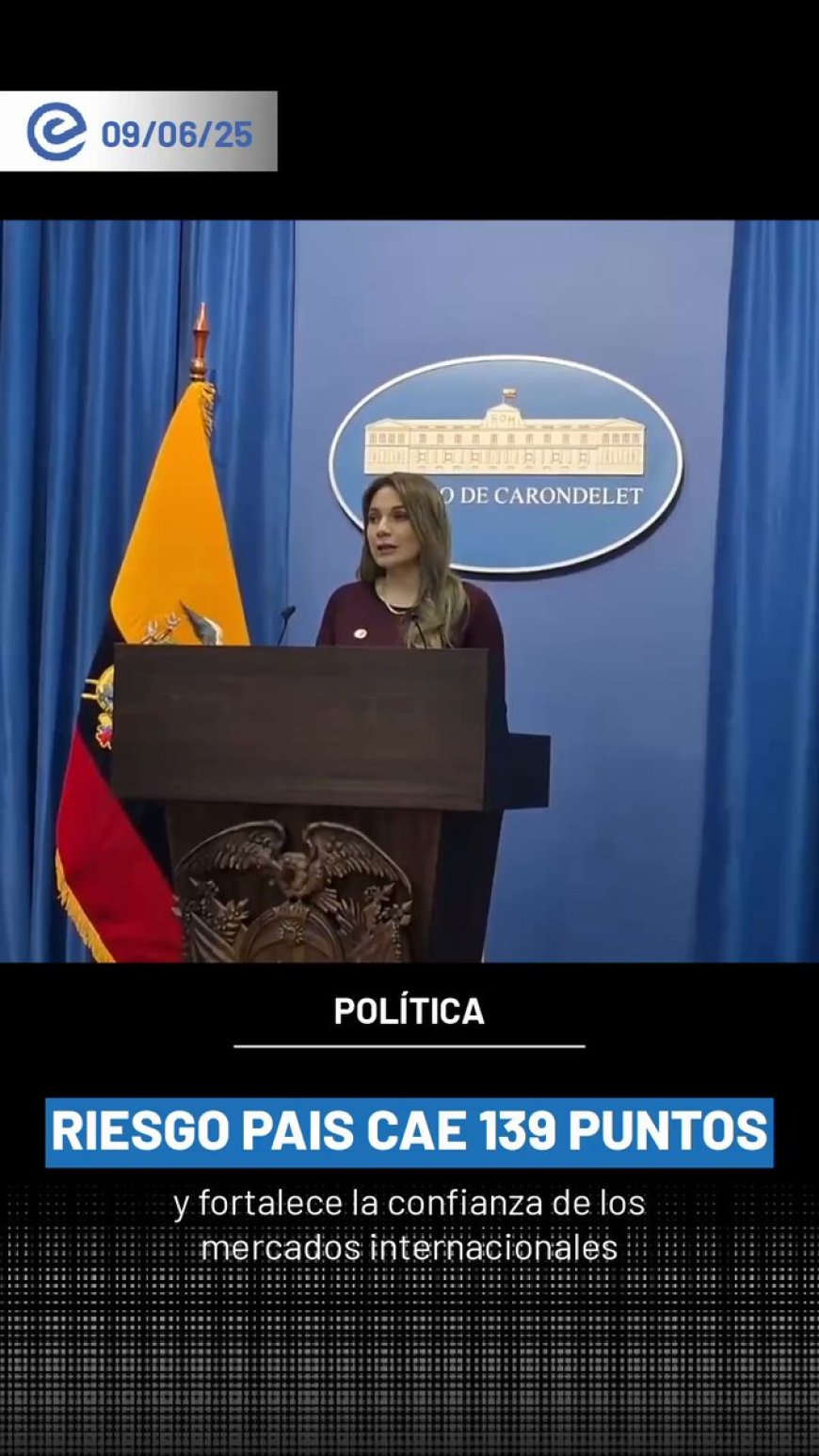 Riesgo País de Ecuador cae 139 puntos impulsando la confianza internacional