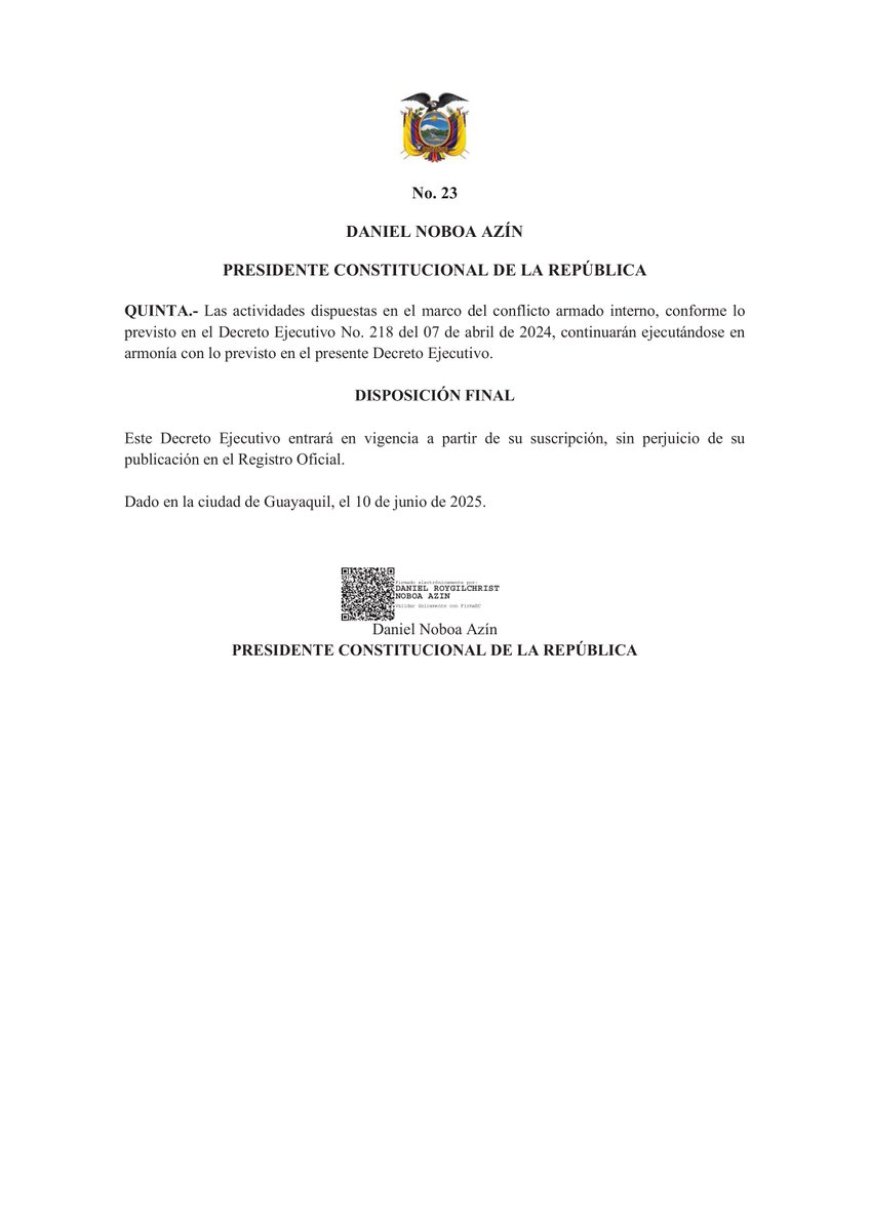 Estado de excepción se extiende 30 días en varias provincias de Ecuador