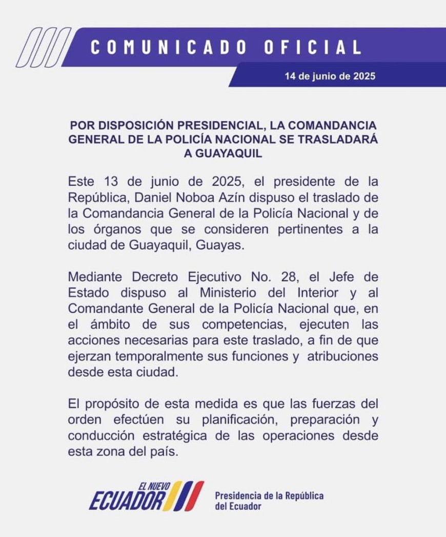 Guayaquil: Nuevo Centro de Operaciones de la Policía Nacional por Orden de Noboa