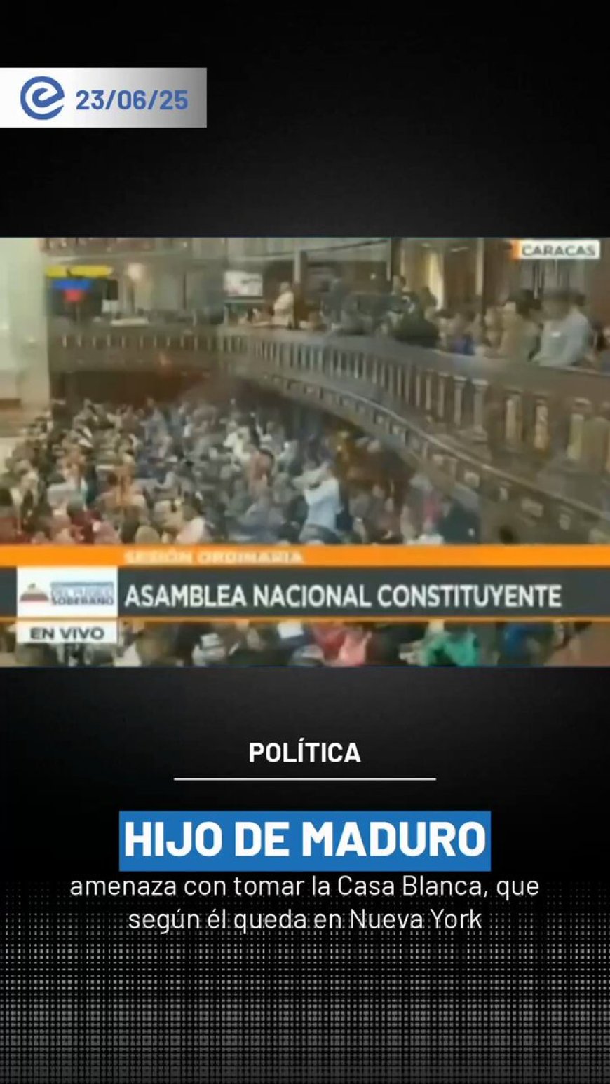 🔵Nicolás Maduro Guerra asegura que “los fusiles llegarán a Nueva York” si EE.UU invade su país. El hijo del mandatario confunde la ubicación de la Casa Blanca.