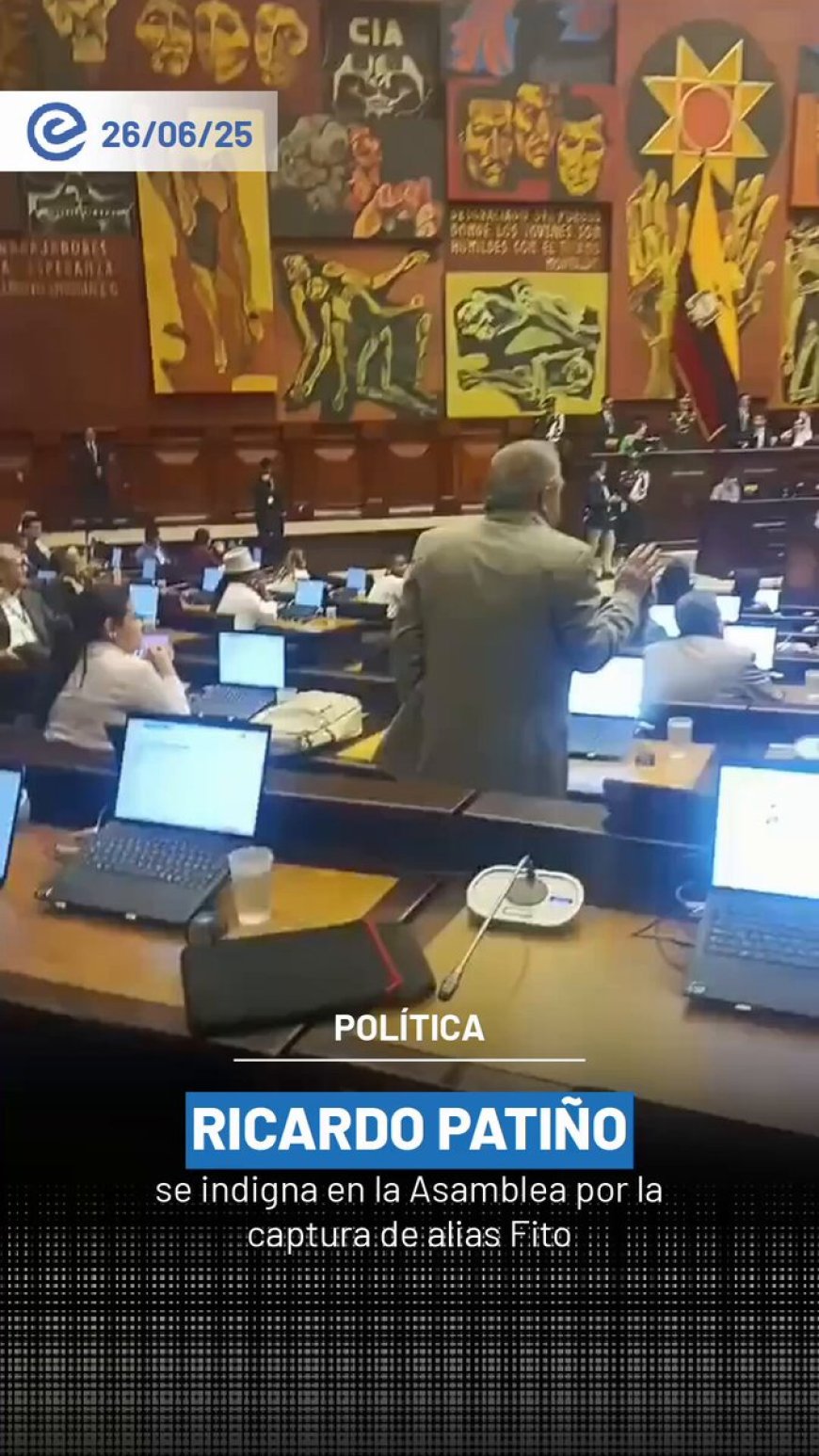 Asambleísta Ricardo Patiño genera controversia al criticar celebración por captura de 'Fito' en el Pleno