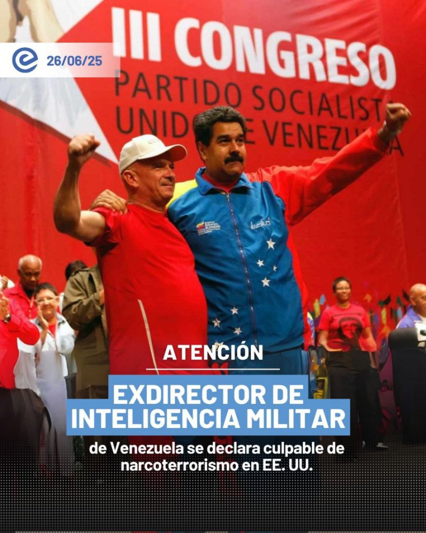🔵 El general venezolano Hugo Carvajal, conocido como “El Pollo”, se declaró culpable en EE.UU. de narcoterrorismo, narcotráfico y posesión de armas. Podría enfrentar cadena perpetua, según el Departamento de Justicia.