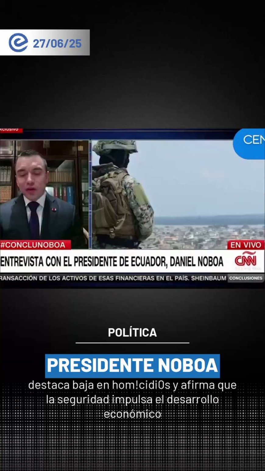 Noboa destaca reducción de homicidios en Ecuador: Cifras más bajas desde junio de 2023