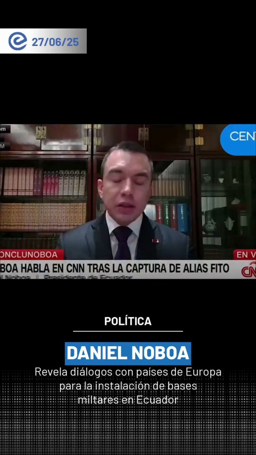 🔵 El presidente Daniel Noboa confirmó que mantiene conversaciones con la Unión Europea para que se sumen a su propuesta de instalar bases militares en Ecuador. Aseguró que gran parte de las sustancias sujetas a fiscalización que salen del país tienen como destino puertos…