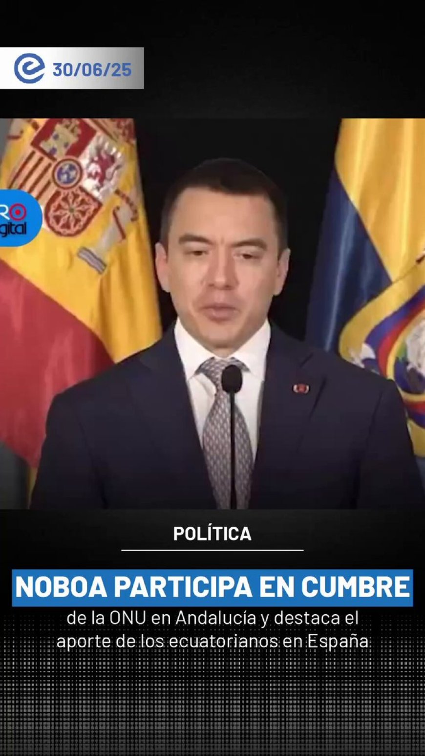 Noboa promueve inversión extranjera en Conferencia de la ONU en Sevilla