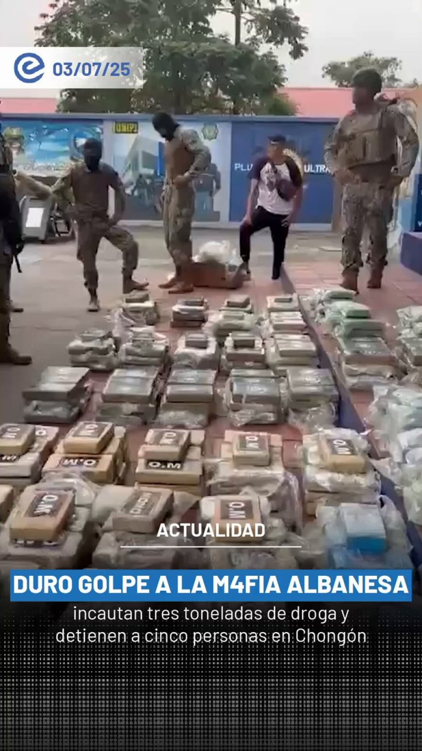 Megaoperativo en Chongón deja tres toneladas de droga incautada