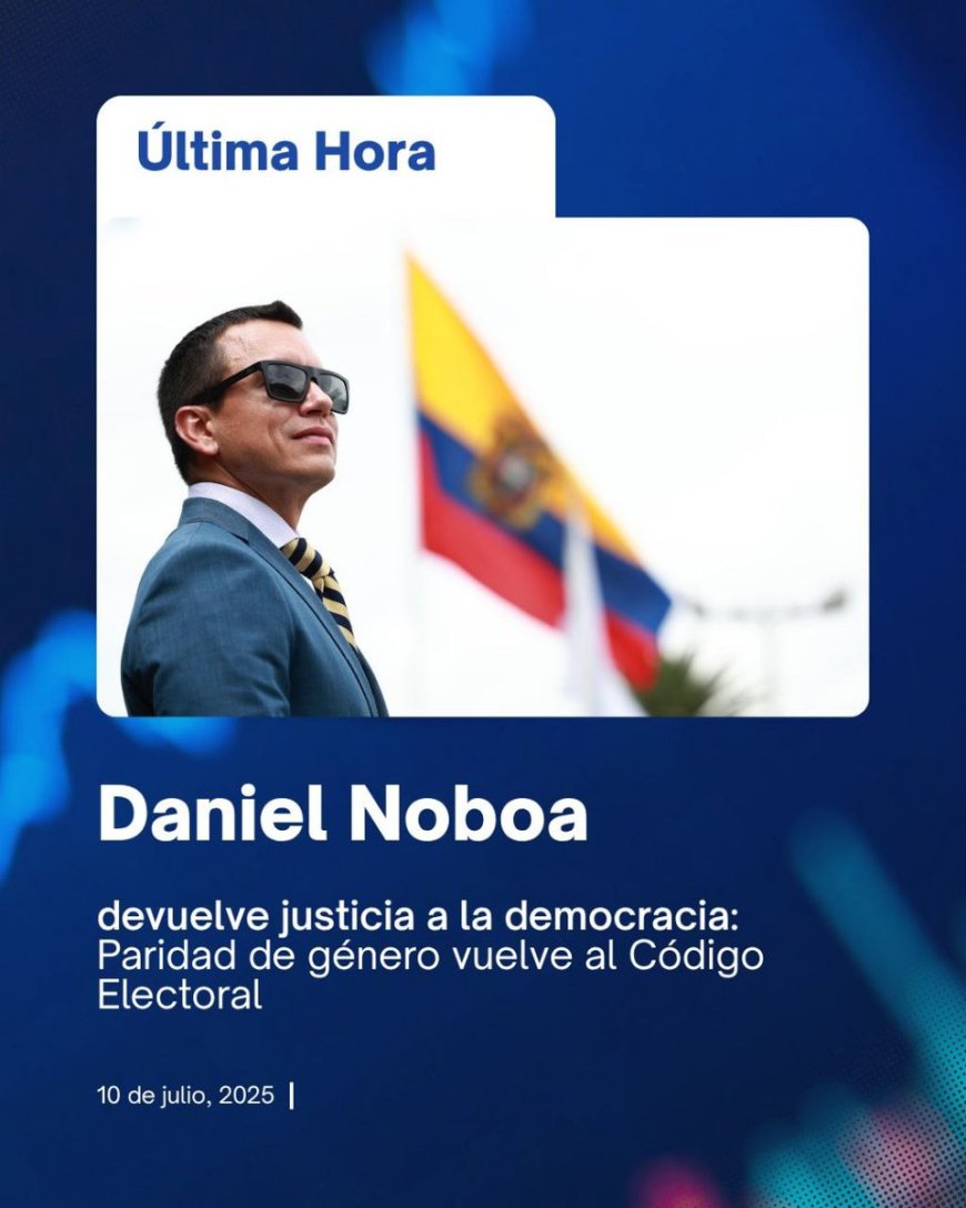🔵 El Presidente @DanielNoboaOk devolvió la paridad de género con la objeción parcial a reformas del Código de la Democracia. El Mandatario reincorporó la paridad de género en los binomios para precautelar que la democracia se construya con representación, equidad y justicia.…