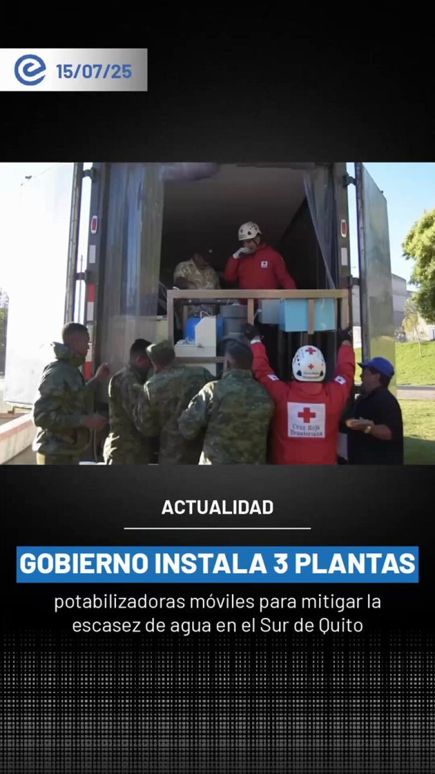 Plantas móviles abastecen de agua potable a familias del sur de Quito tras deslizamiento