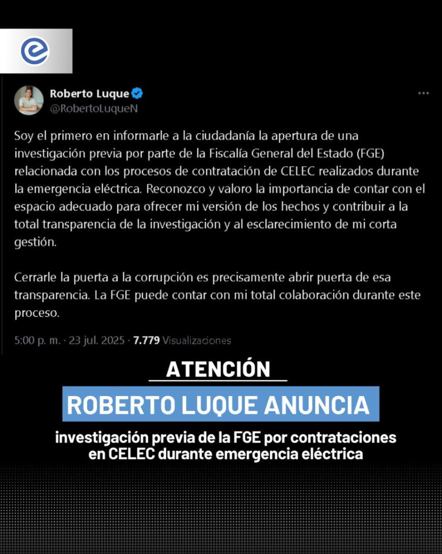 Exfuncionario de CELEC respalda investigación de Fiscalía: "Abrir la puerta a la transparencia es cerrársela a la corrupción"